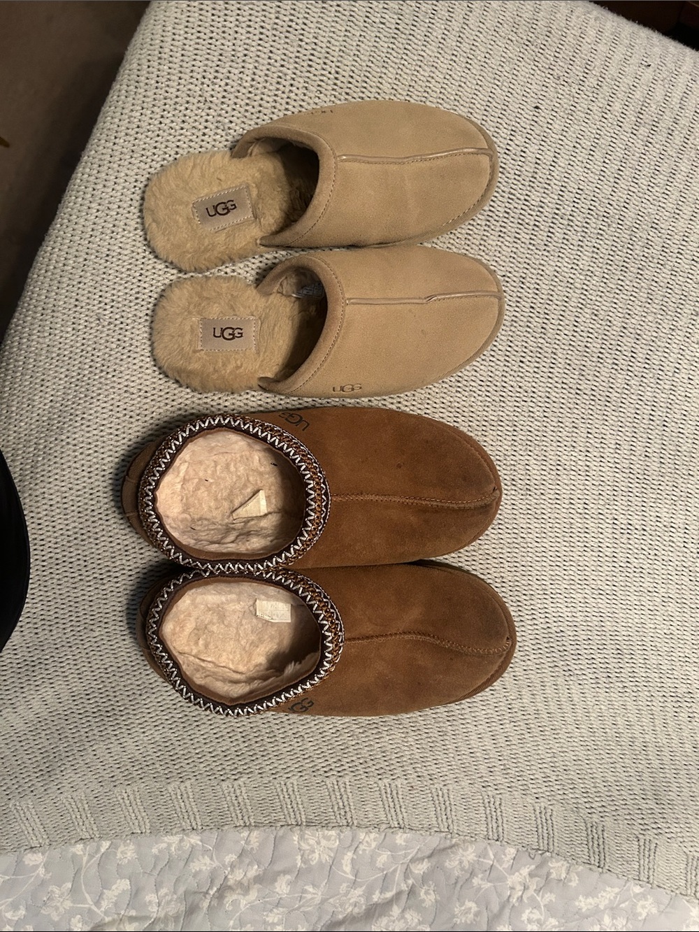 UGG Slip-On Slippers in Sand and Chestnut